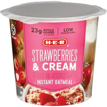 H-E-B Instant Oatmeal Cup - Strawberries & Cream, 1.59 oz