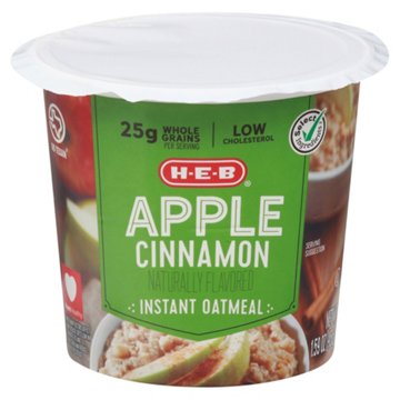 H-E-B Instant Oatmeal Cup - Apple Cinnamon, 1.59 oz