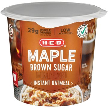 H-E-B Instant Oatmeal Cup - Maple Brown Sugar, 1.59 oz