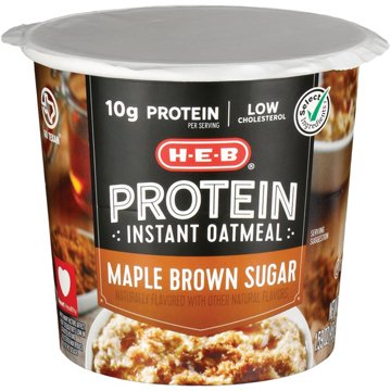 H-E-B 10g Protein Instant Oatmeal Cup - Maple Brown Sugar, 1.59 oz