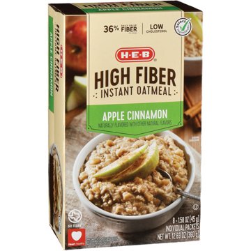 H-E-B High Fiber Instant Oatmeal - Apple Cinnamon, 8 ct