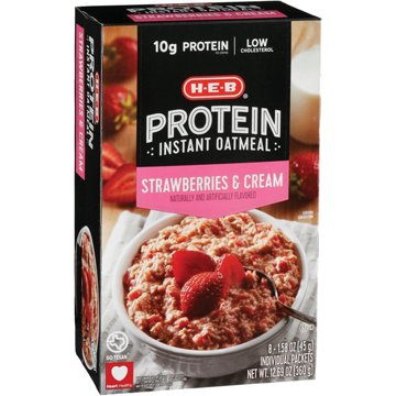 H-E-B 10g Protein Instant Oatmeal - Strawberries & Cream, 8 ct