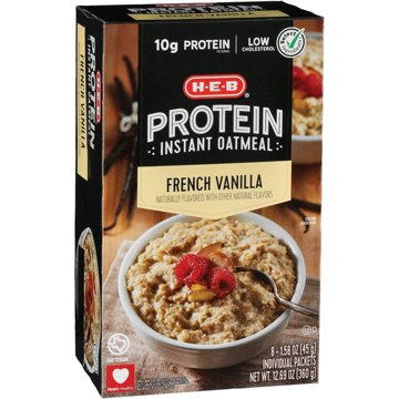 H-E-B 10g Protein Instant Oatmeal - French Vanilla, 8 ct