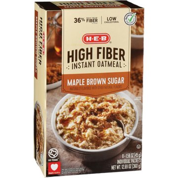 H-E-B High Fiber Instant Oatmeal - Maple Brown Sugar, 8 ct