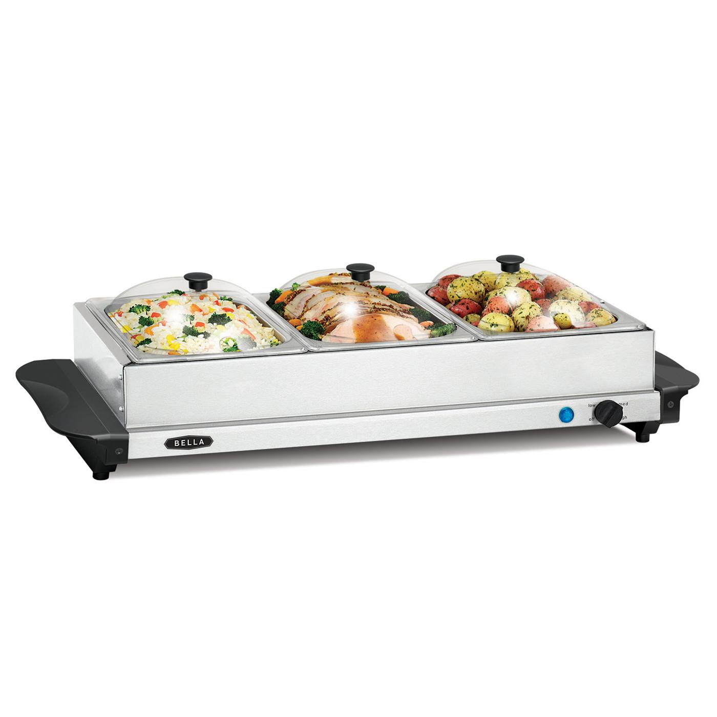 chefstyle Stainless Steel Triple Buffet Server with Warming Tray