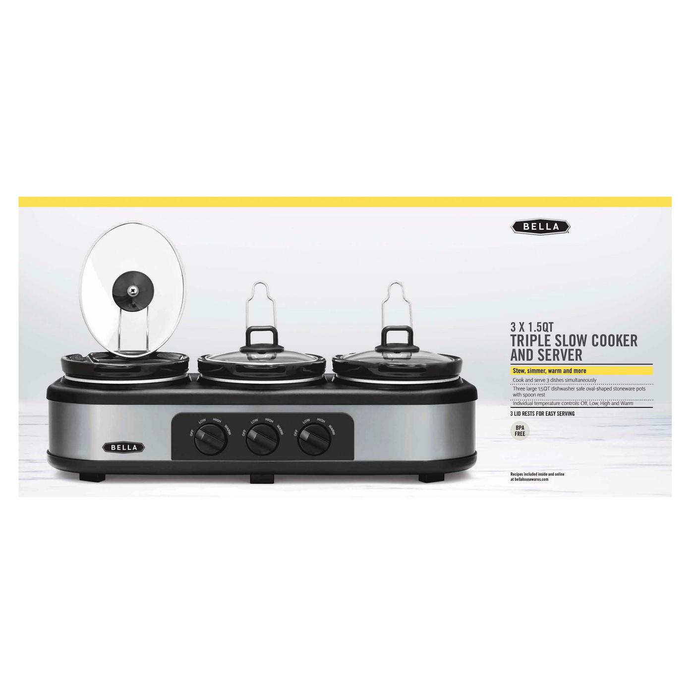 Bella Triple Slow Cooker & Server; image 3 of 5