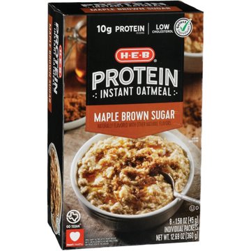 H-E-B 10g Protein Instant Oatmeal - Maple Brown Sugar, 8 ct