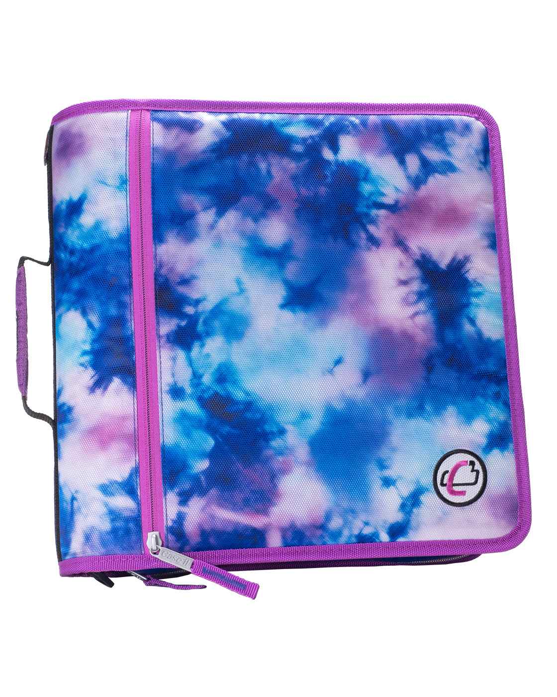 Case-It Mighty Zip Tab Zipper Binder – Tie Dye Purple/Pink; image 1 of 2