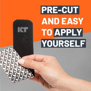 KT Tape Original Cotton Kinesiology Tape, Precut Strips - Black, 20 ct
