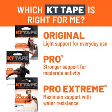 KT Tape Original Cotton Kinesiology Tape, Precut Strips - Black, 20 ct