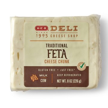 H-E-B Deli Traditional Feta Cheese Chunk, 8 oz