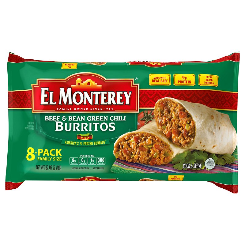 El Monterey Beef & Bean Green Chili Burritos Family Size - Shop Meals ...