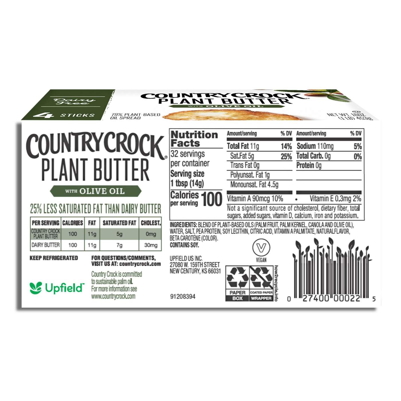 Country Crock Dairy Free Plant Butter Sticks with Olive Oil; image 6 of 9