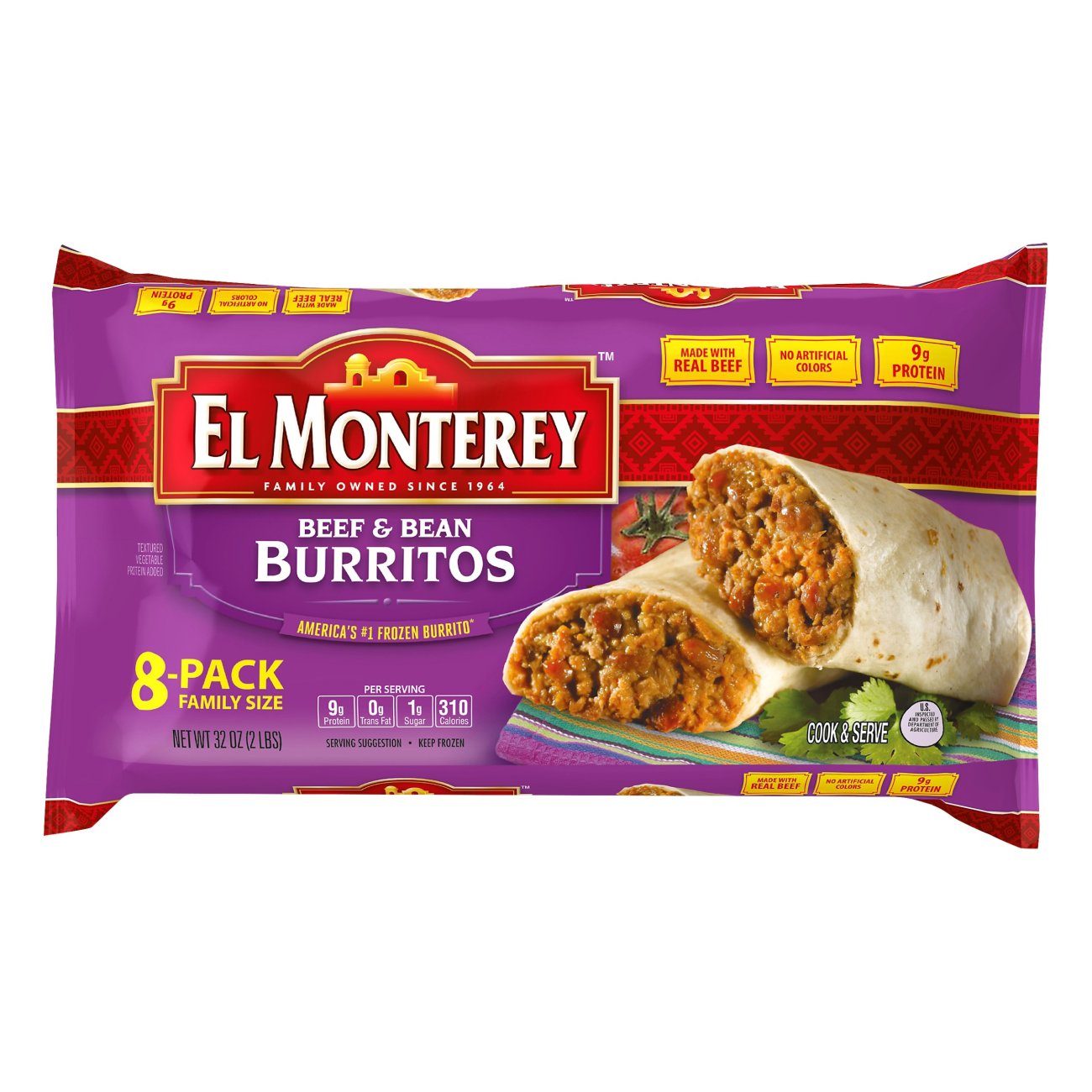 Calories in El Monterey Beef & Bean Chimichangas and Nutrition Facts