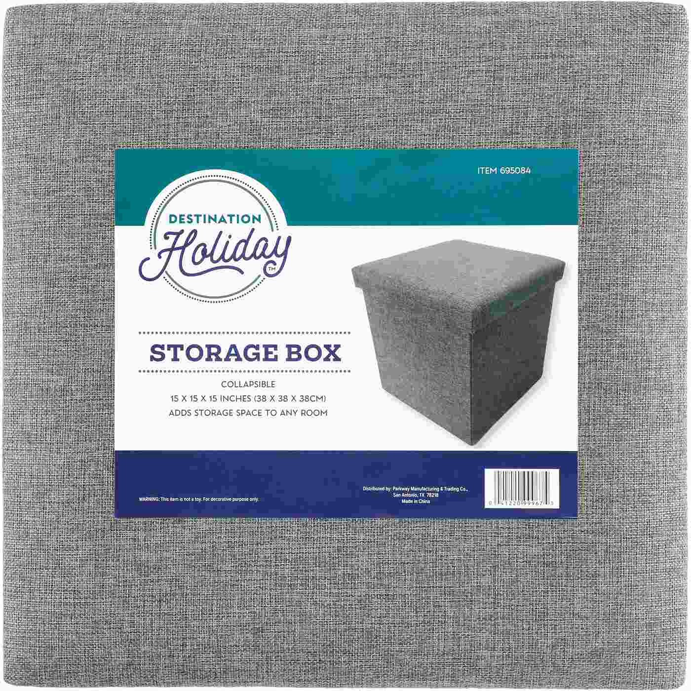 Destination Holiday Square Collapsible Storage Box Gray Shop Storage Bins at HEB