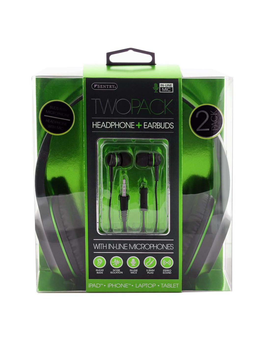 Sentry Wired Headphones Earbuds with Mic Green Shop