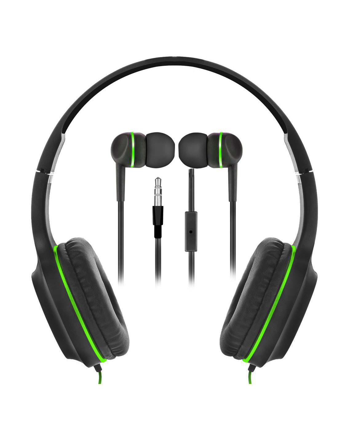Sentry Wired Headphones + Earbuds with Mic - Green; image 2 of 2