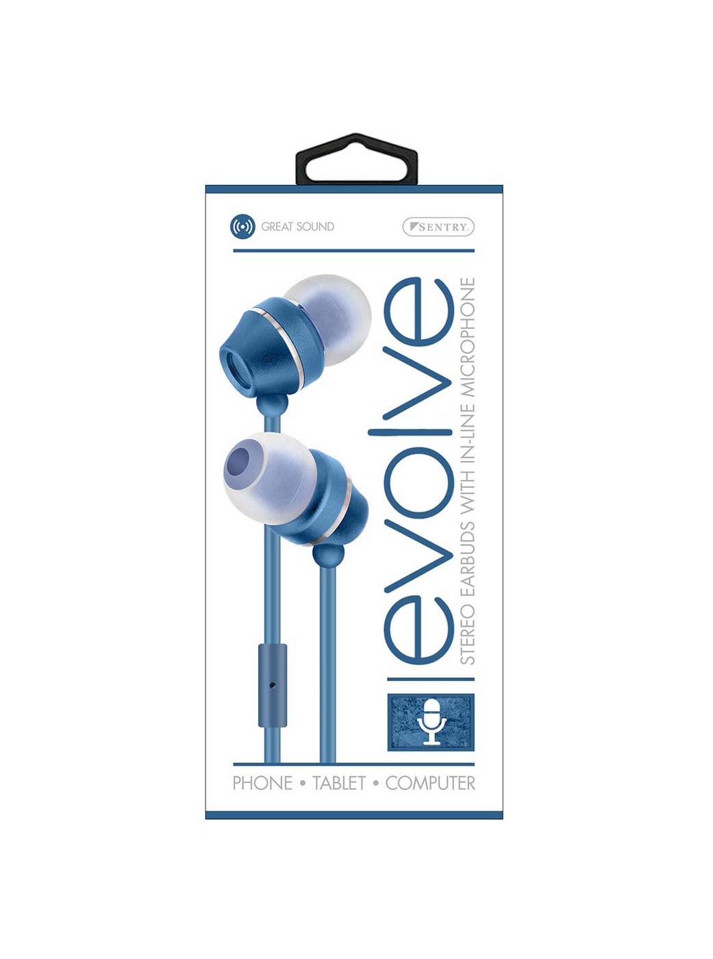Sentry Evolve Stereo Wired Earbuds with Mic - Blue - Shop