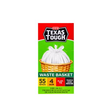 H-E-B Texas Tough Small Wastebasket Trash Bags, 4 Gallon, 55 ct