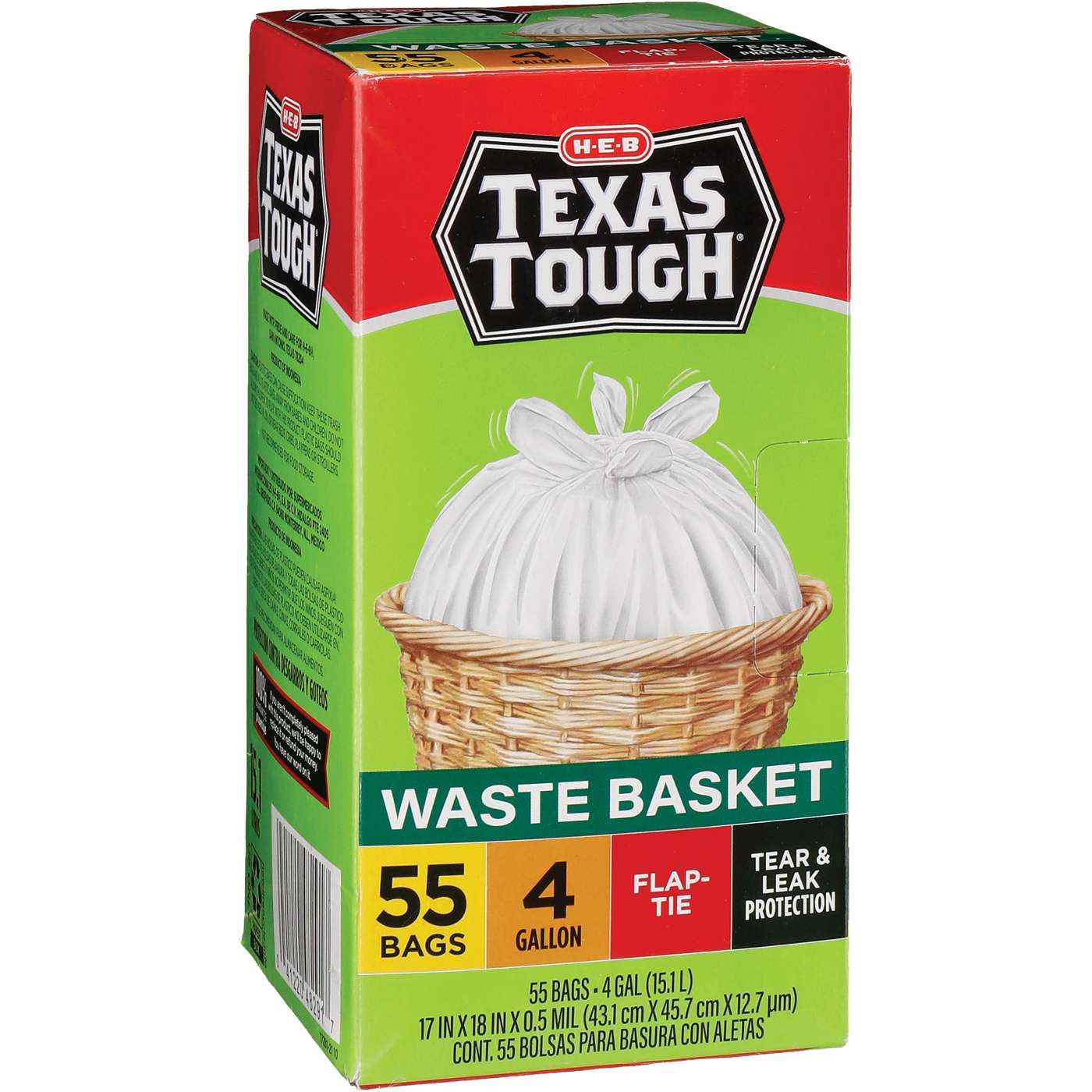 H-E-B Texas Tough Small Wastebasket Trash Bags, 4 Gallon