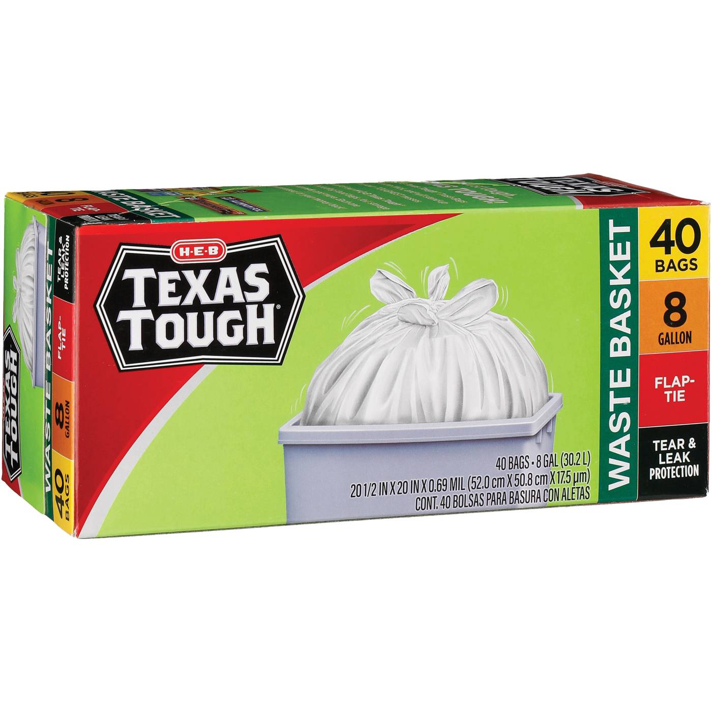 H-E-B Texas Tough Wastebasket Trash Bags, 8 Gallon