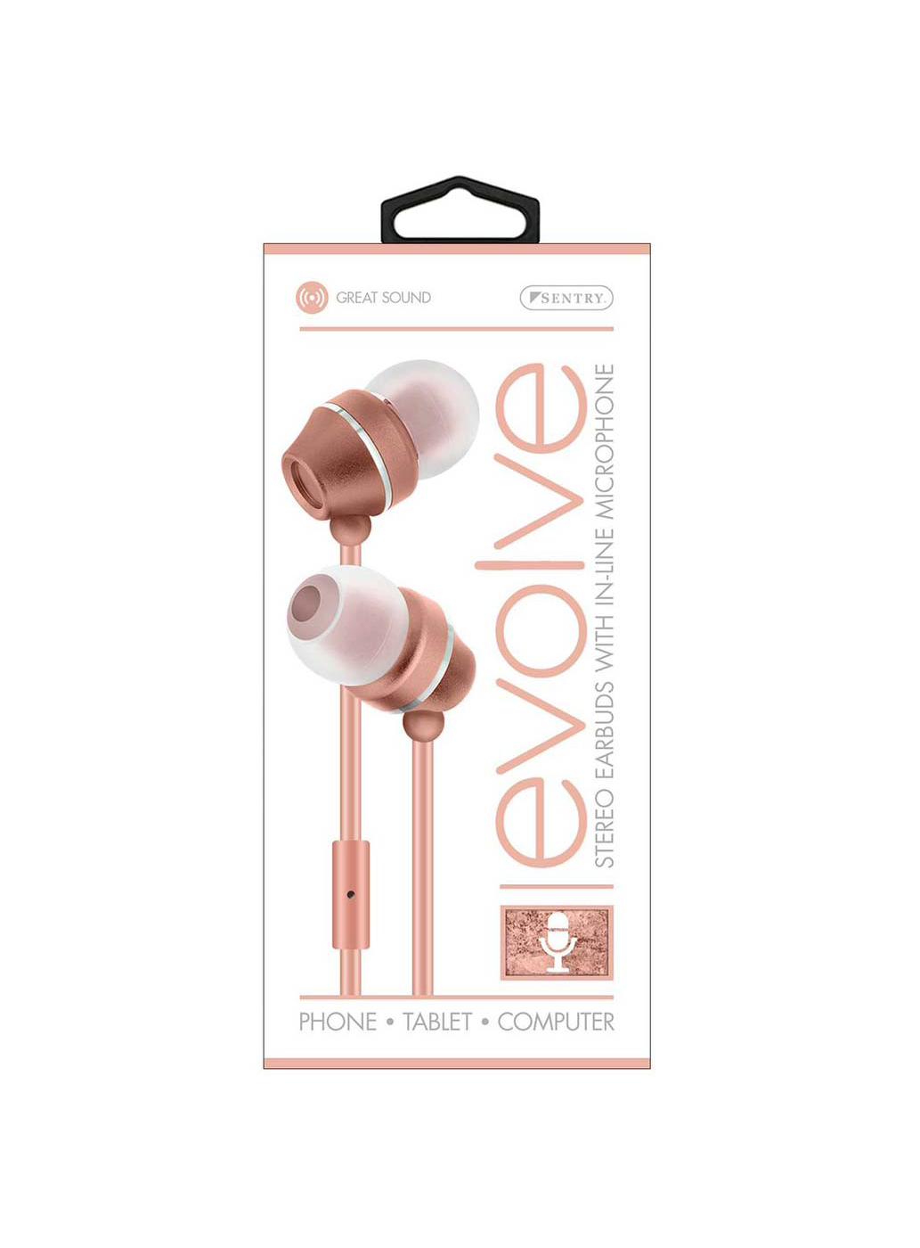 Sentry Evolve Stereo Earbuds with Mic - Rose Gold; image 1 of 2