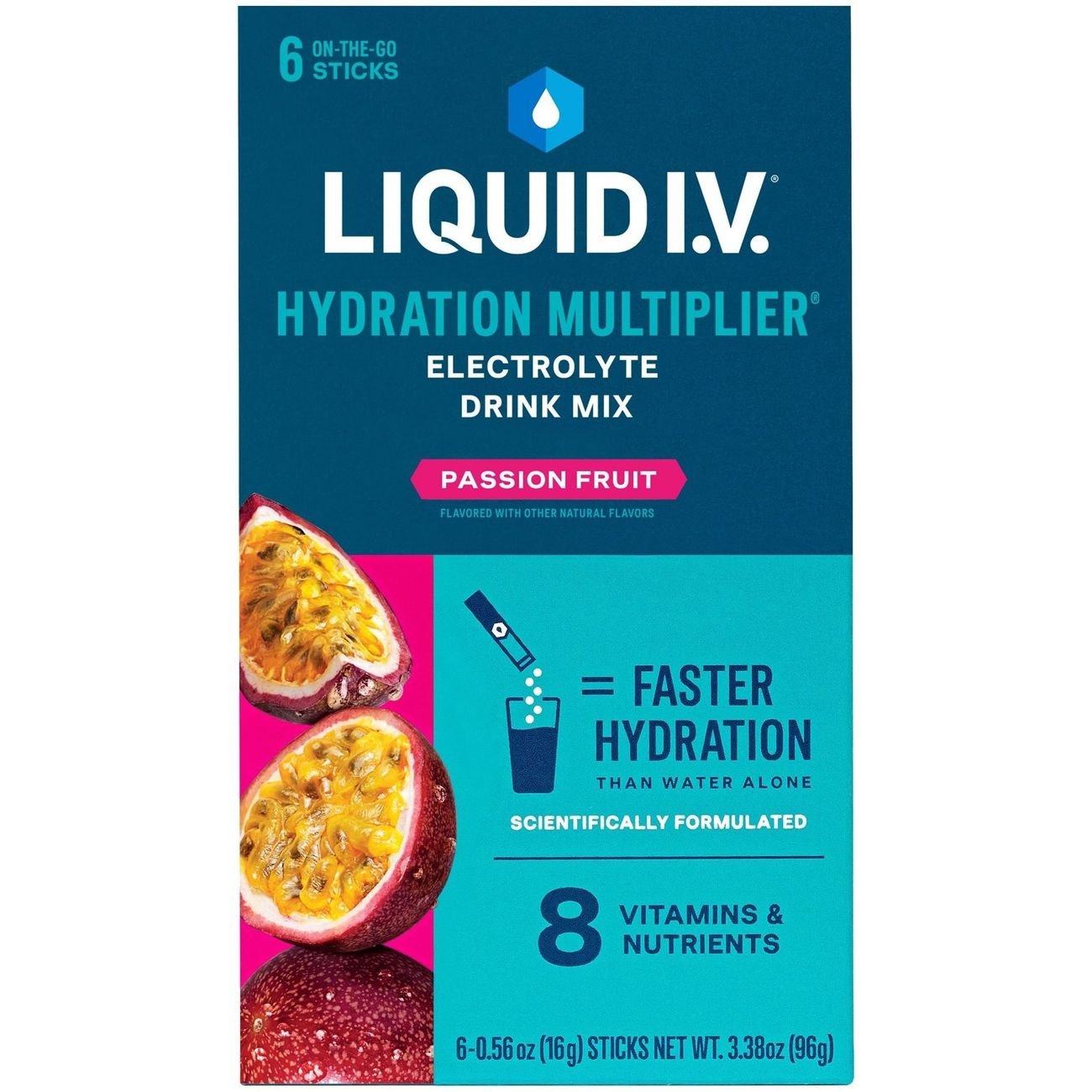 Liquid I.V. Passion Fruit Hydration Multiplier Electrolyte Drink Mix, 6 ct