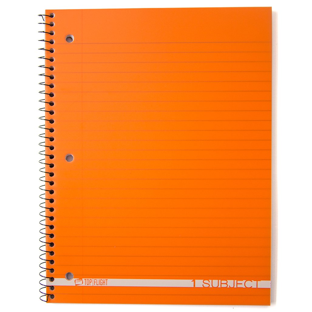 Top Flight 1 Subject Wide Rule Spiral Poly Notebook Orange Shop
