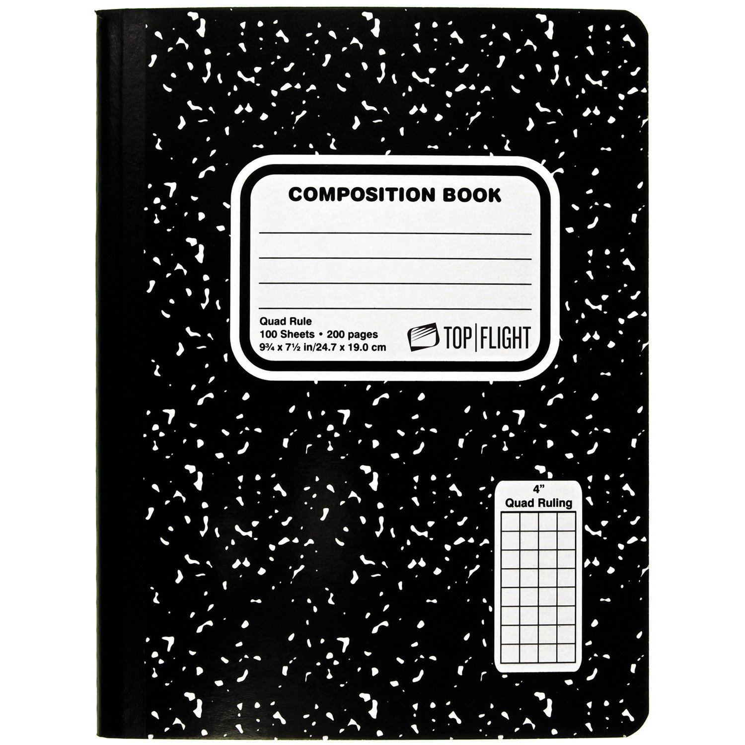 Top Flight Marble Quad Ruled Composition Book Black Shop Notebooks