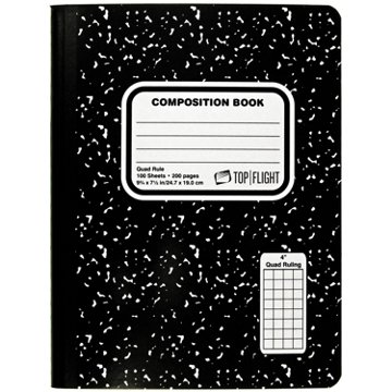 Top Flight Quad Ruled Composition Notebook - Black Marble