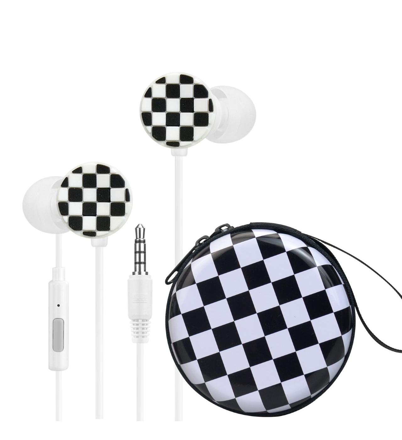 GabbaGoods Wired Earbuds with Case - Checker; image 2 of 2