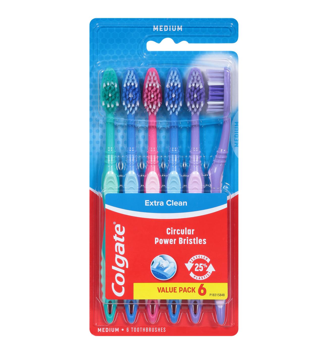 Colgate Extra Clean Toothbrushes - Medium; image 1 of 8