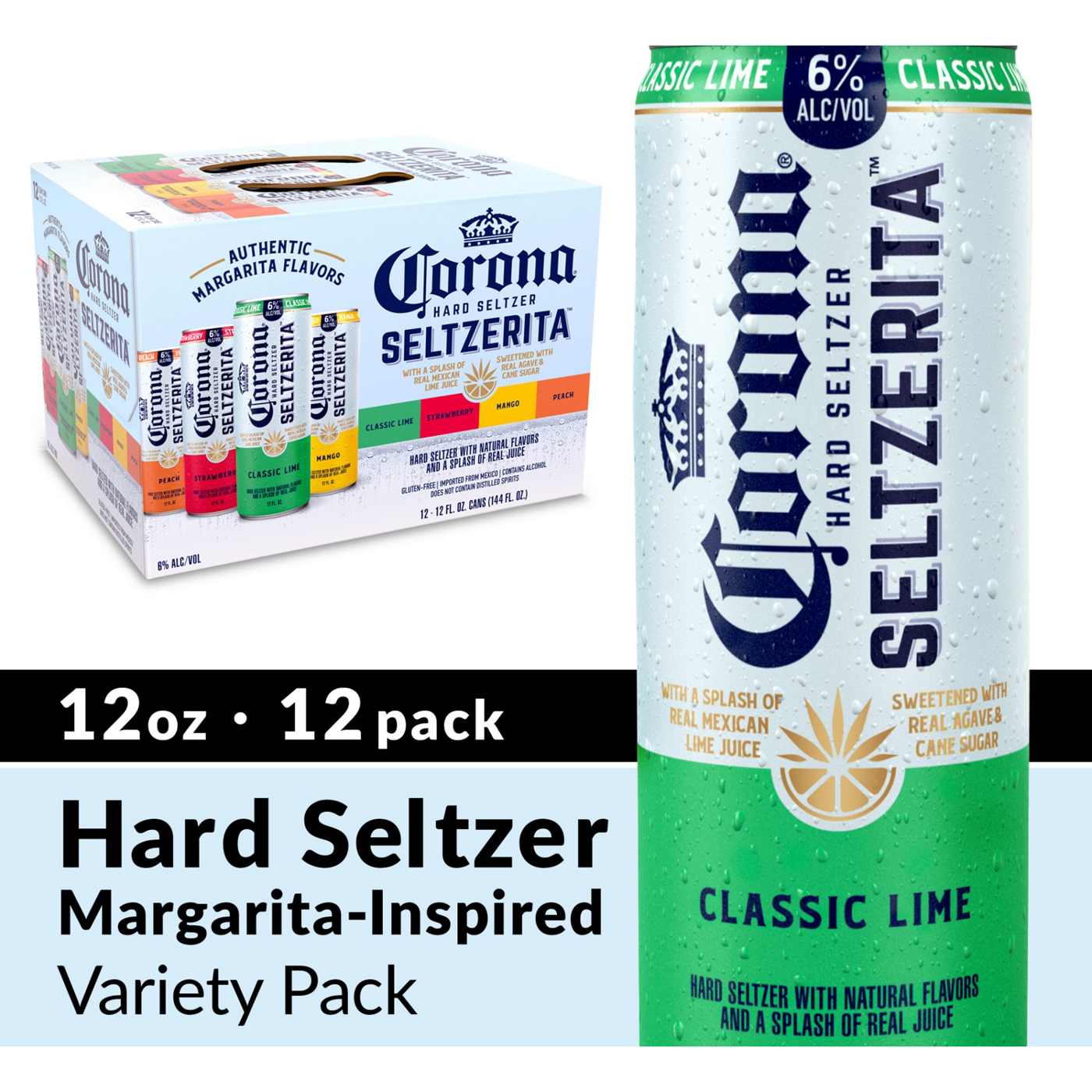 Corona Hard Seltzer Seltzerita Variety Pack Gluten Free 12 oz Cans, 12