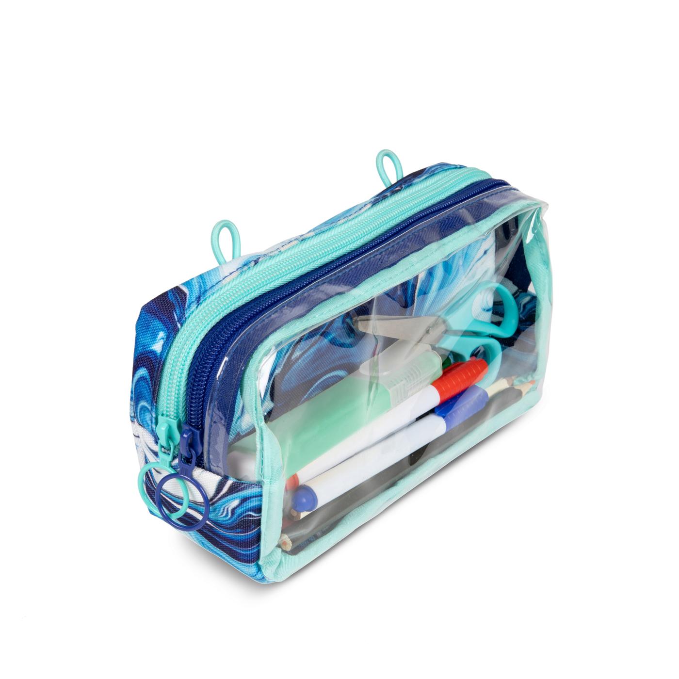 zipit Dual Compartment Pencil Case - Blue Swirl; image 4 of 4