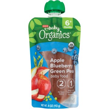 H-E-B Baby Organics Food Pouch – Apple Blueberry Green Pea, 4 oz