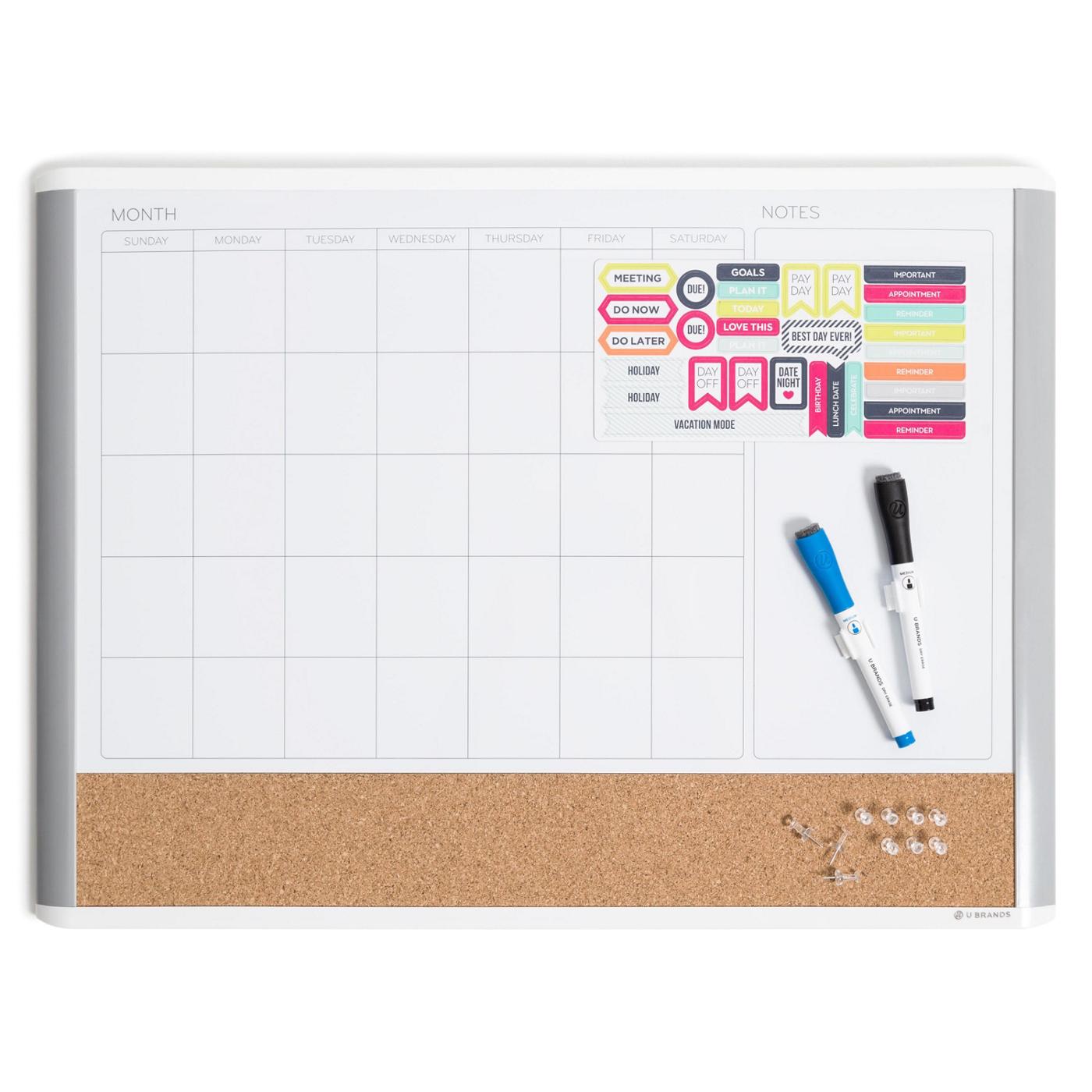 U Brands MOD Frame Dry Erase Calendar Board Shop Bulletin