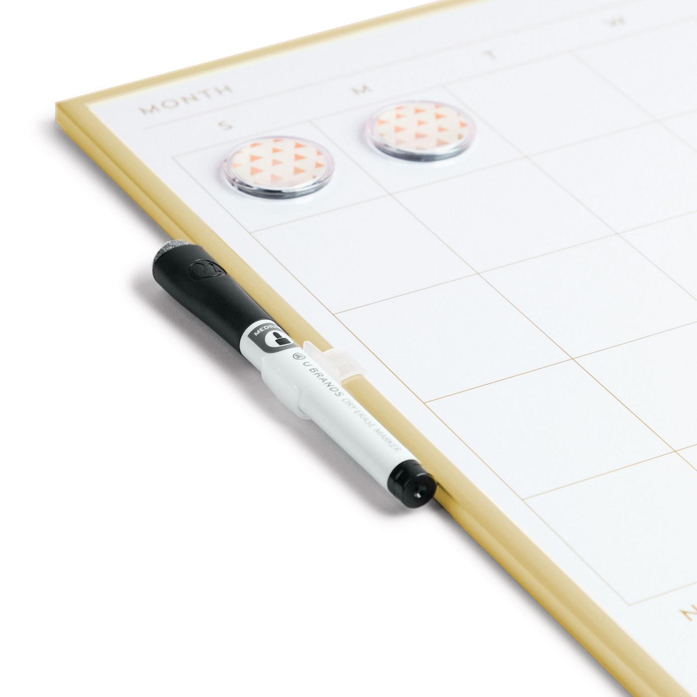 U Brands Gold Metal Frame Square Dry Erase Calendar Shop Bulletin