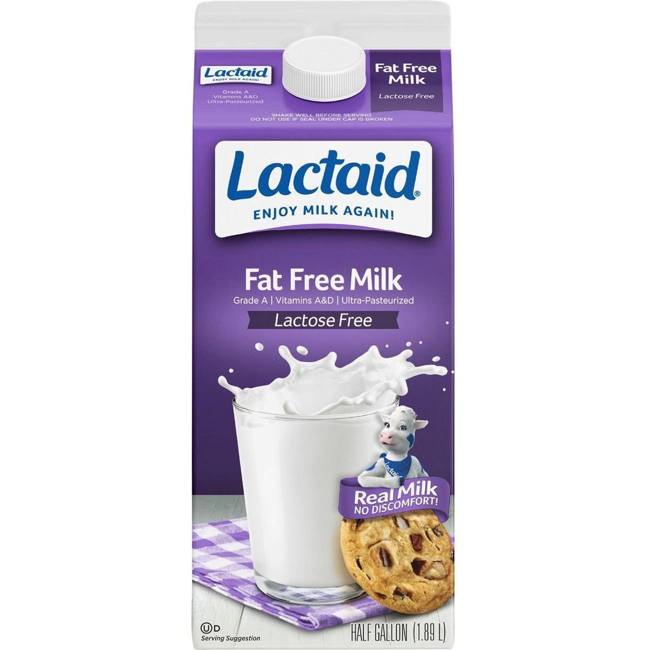 Lactaid 100% Lactose-Free Fat Free Milk, 1/2 gal