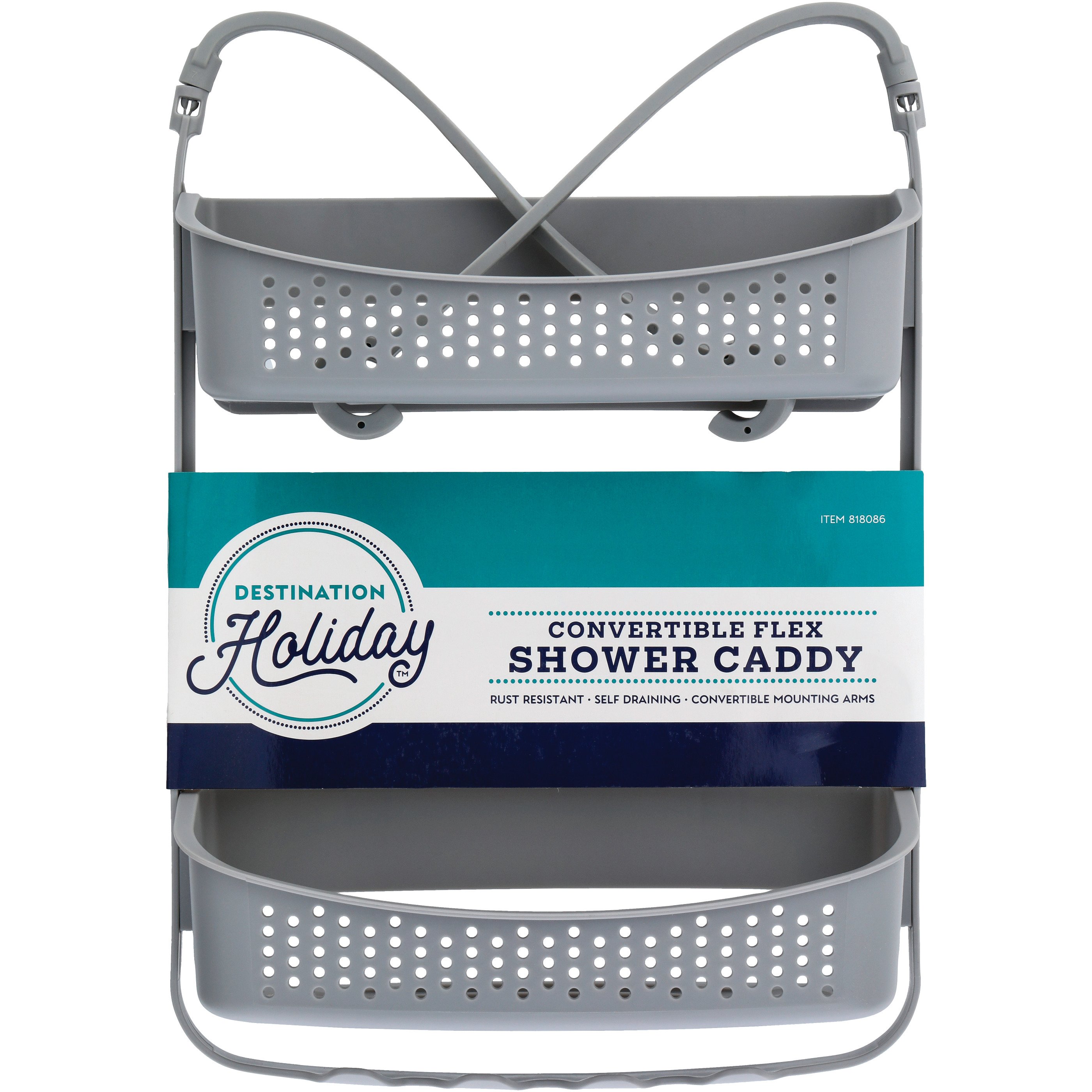 Destination Holiday Convertible Flex Shower Caddy Gray Shop Soap