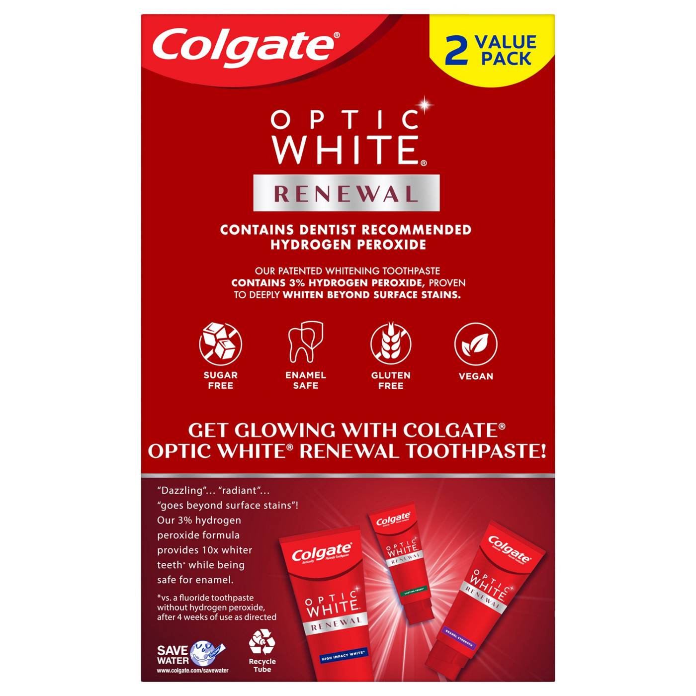 Colgate Optic White Renewal Anticavity Toothpaste 2 pk - Enamel Strength; image 5 of 8