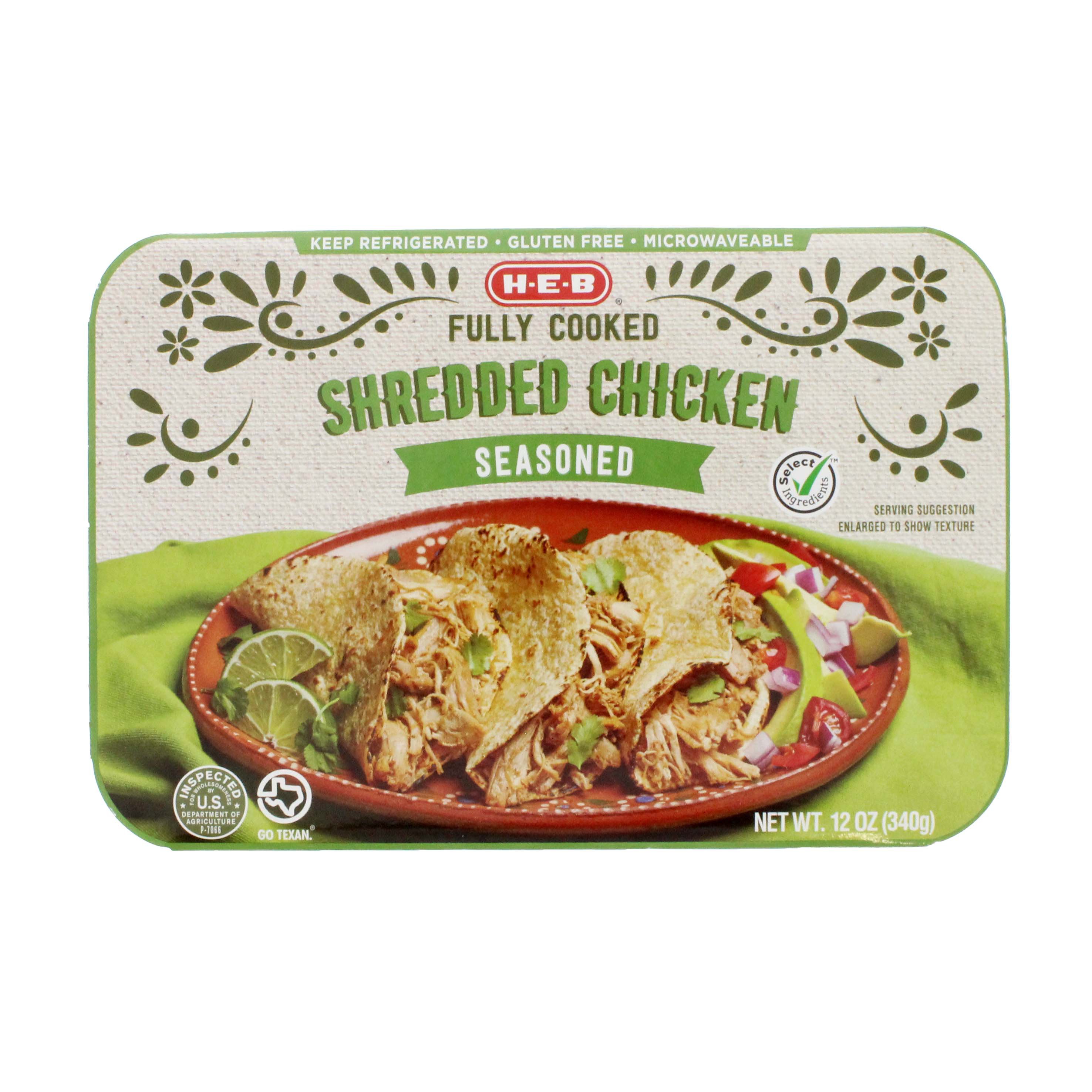 H-E-B Fully Cooked Seasoned Shredded Chicken, 12 oz