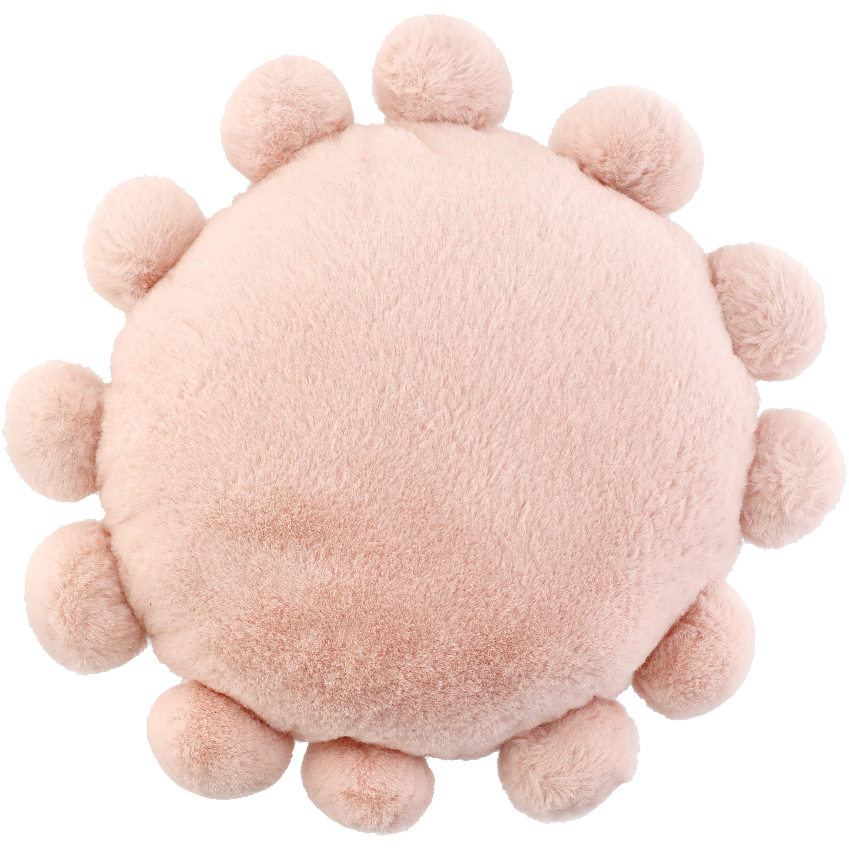 Destination Holiday Round Plush Throw Pillow with Poms Blush Shop