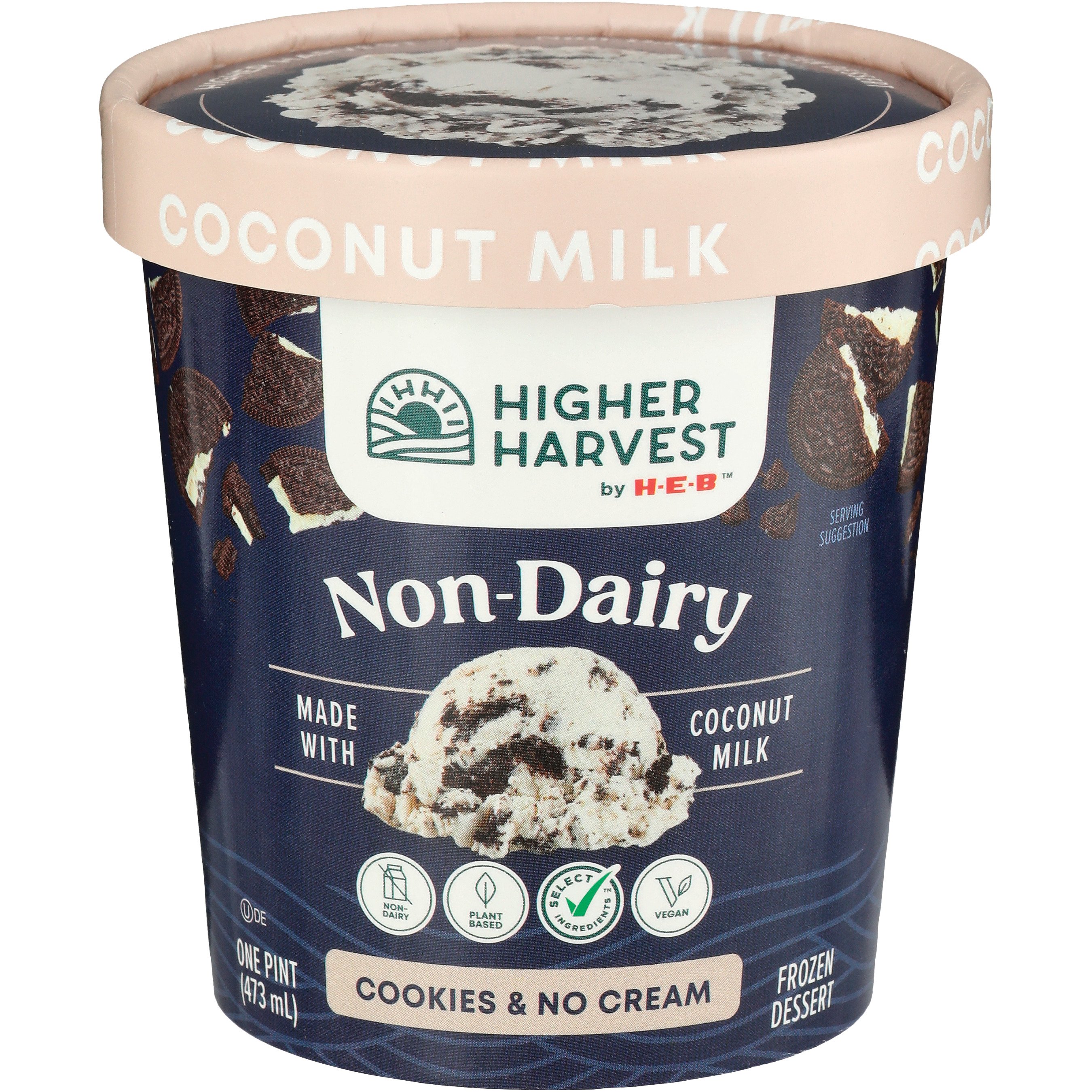 Higher Harvest By H-E-B Non-Dairy Frozen Dessert – Cookies & No Cream ...