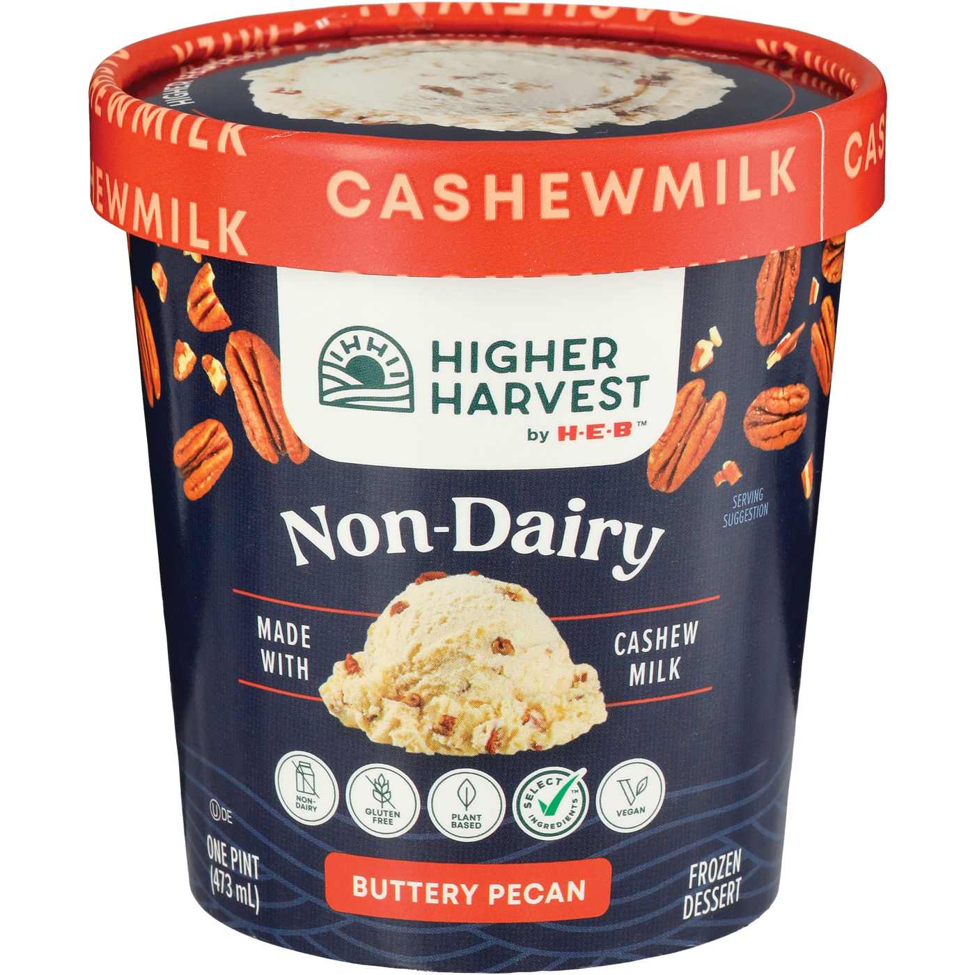 Higher Harvest by H-E-B Non-Dairy Frozen Dessert - Buttery Pecan; image 1 of 2