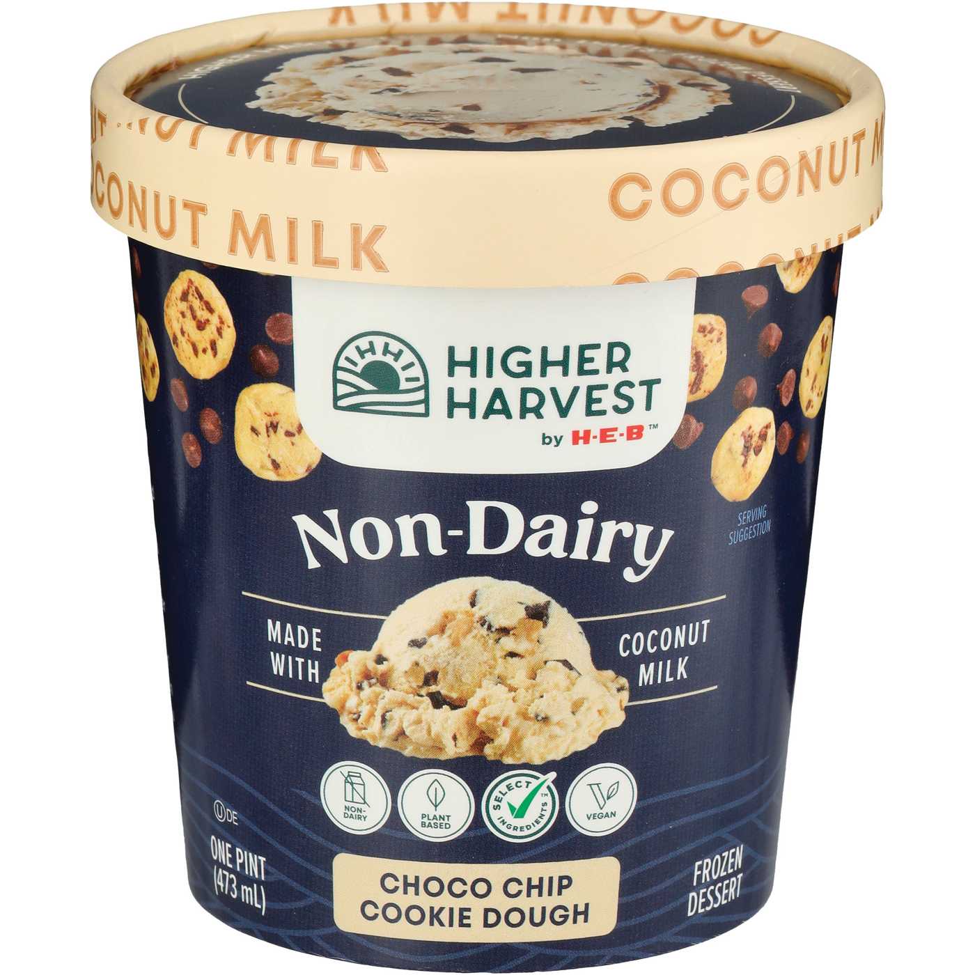 Higher Harvest by H-E-B Non-Dairy Frozen Dessert - Choco Chip Cookie Dough; image 1 of 2