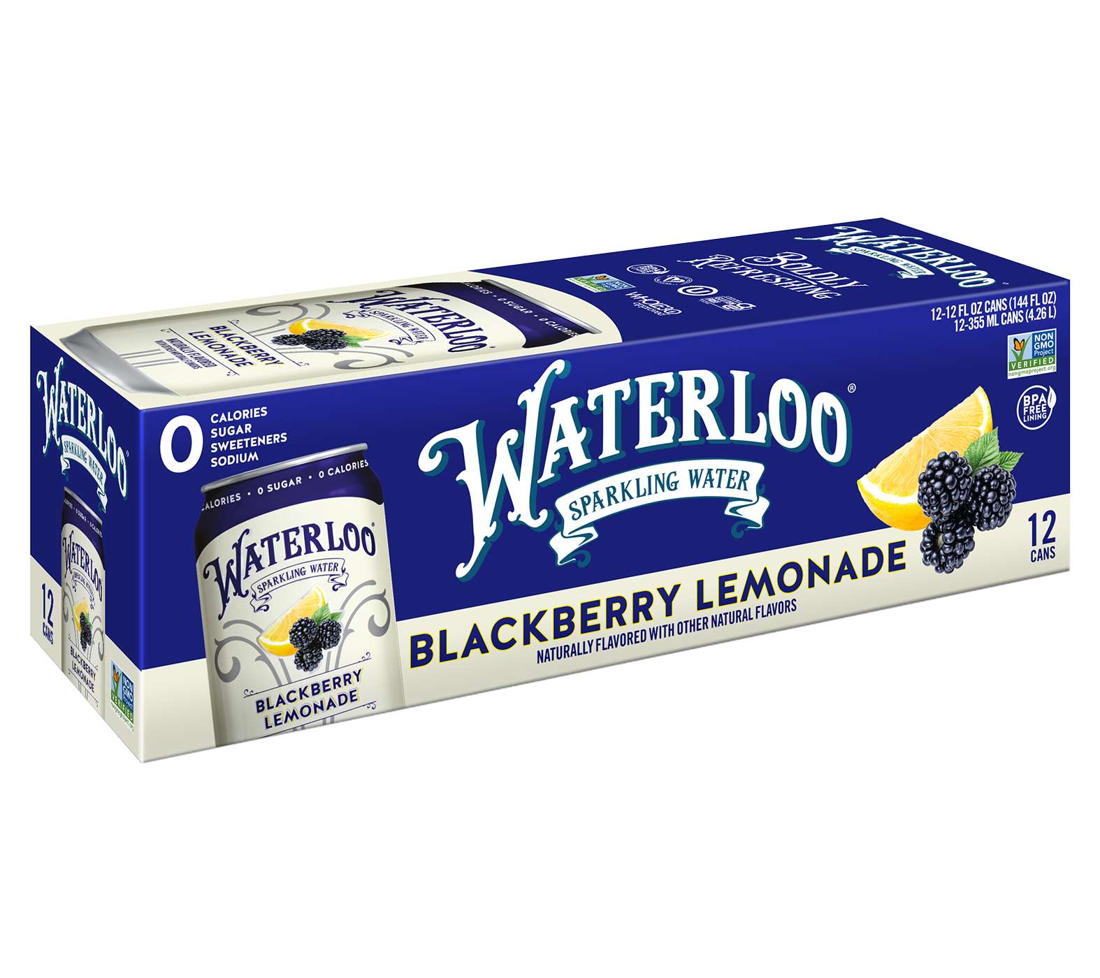 Waterloo Blackberry Lemonade Sparkling Water 12 oz Cans; image 2 of 3