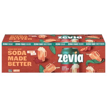 Zevia Zero Sugar Ginger Root Beer Soda 12 pk Cans