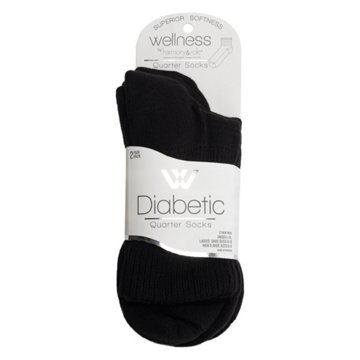 Wellness by Harmony & Sole Everyday Diabetic Quarter Sock Unisex - Black- 2 Pairs, L/XL