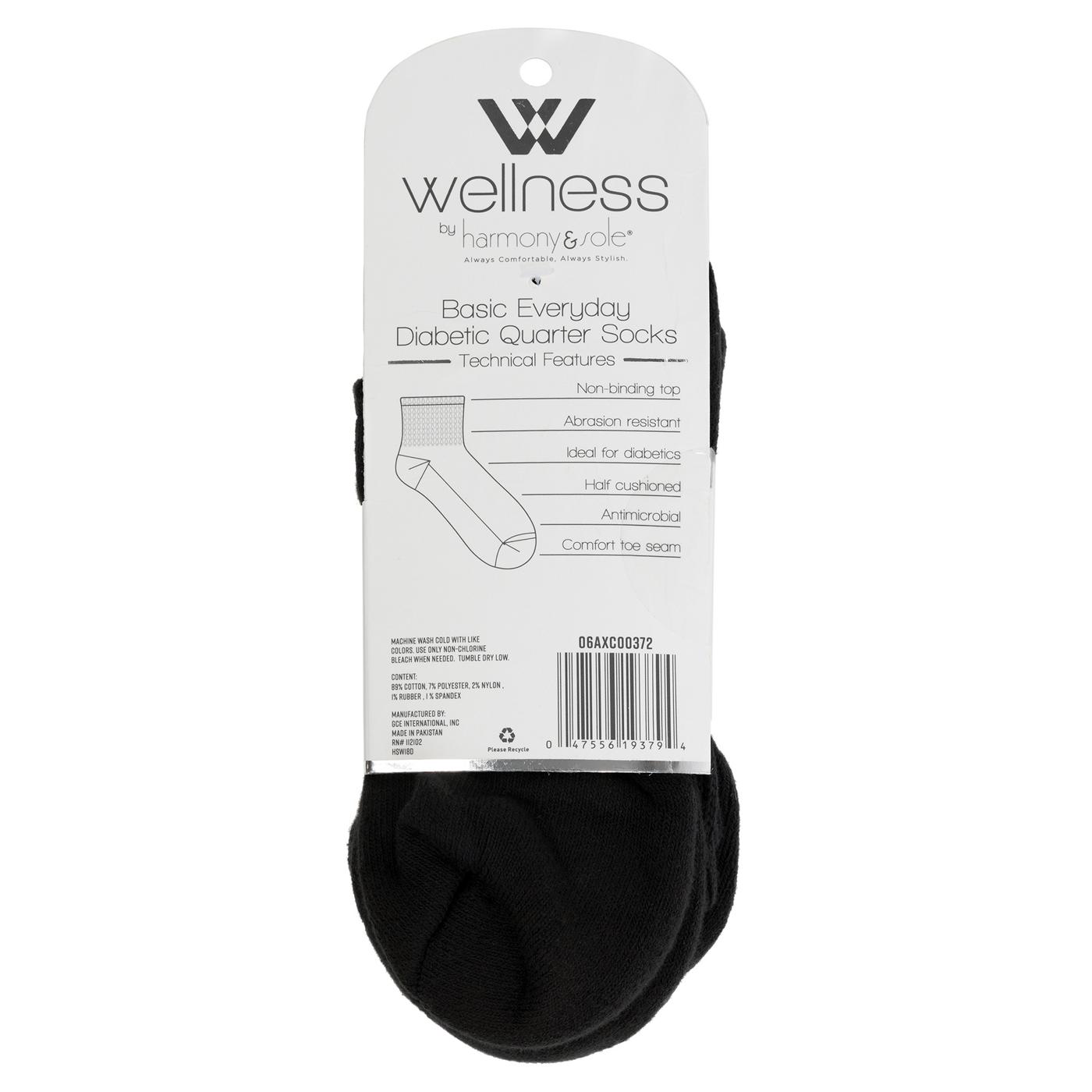 Wellness by Harmony & Sole Everyday Diabetic Quarter Sock Unisex - Black- 2 Pairs; image 3 of 4