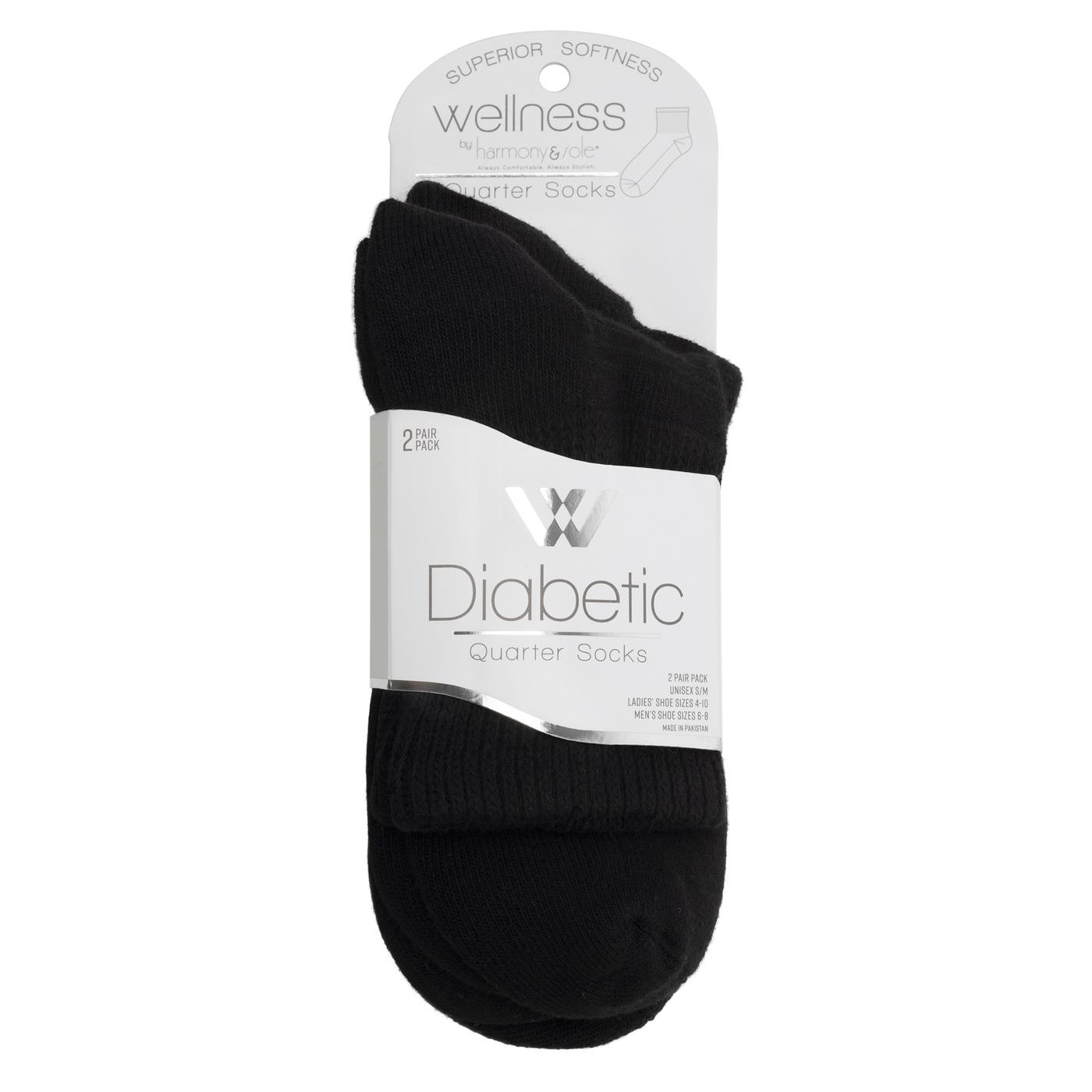 Wellness by Harmony & Sole Everyday Diabetic Quarter Sock Unisex - Black- 2 Pairs; image 1 of 4
